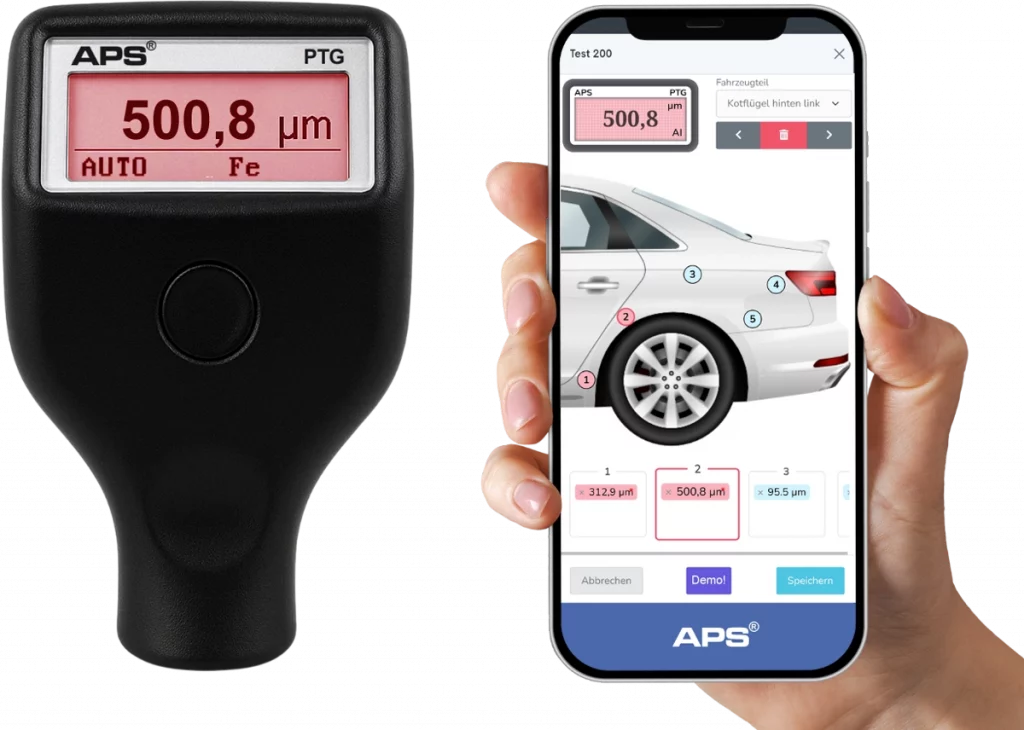 APS PTG Professional mit Smartphone-App zur Dokumentation der Lackschichtdicke